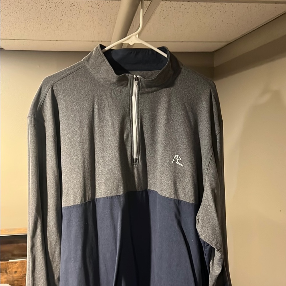 Rhoback Gray and Navy Quarter-Zip Pullover